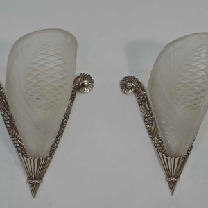 L.Vandamme & Degué : a pair of French art deco wall sconces, 1930 France