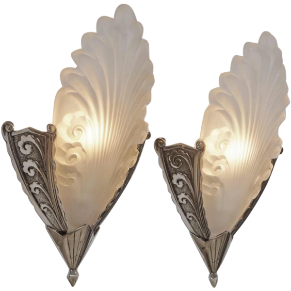 H.Mouynet : paire d'appliques art deco, 1930 France