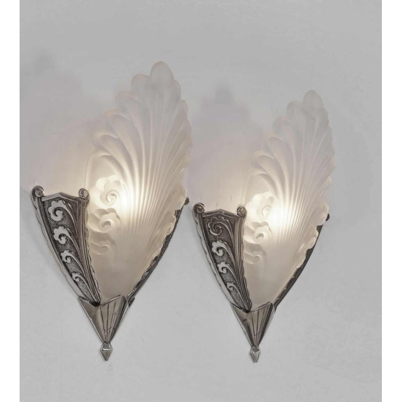 H.Mouynet : paire d'appliques art deco, 1930 France
