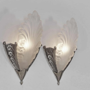 H.Mouynet : a pair of French art deco wall sconces, 1930 France