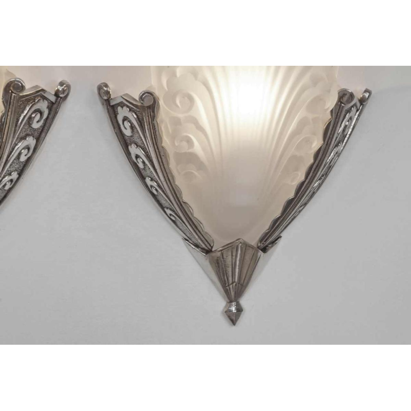 H.Mouynet : a pair of French art deco wall sconces, 1930 France