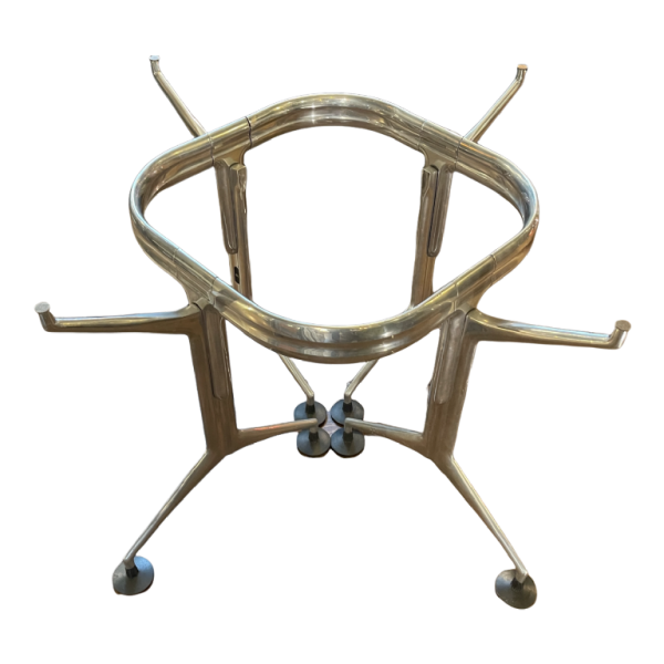 Table Salle à Manger Ronde Vintage en Aluminium Brosse´ & Verre Biseauté, 1970s