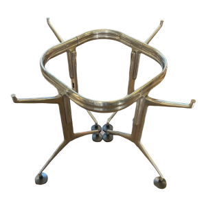 Table Salle à Manger Ronde Vintage en Aluminium Brosse´ & Verre Biseauté, 1970s