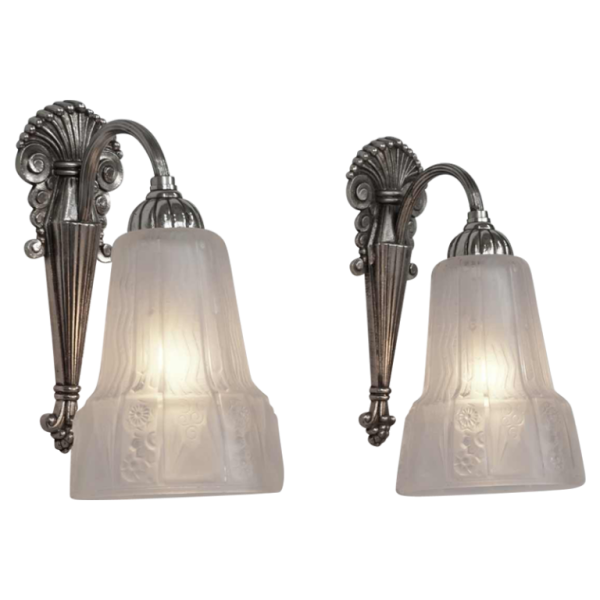 A.Richard & Muller frères : a pair of French art deco wall sconces, 1930 France