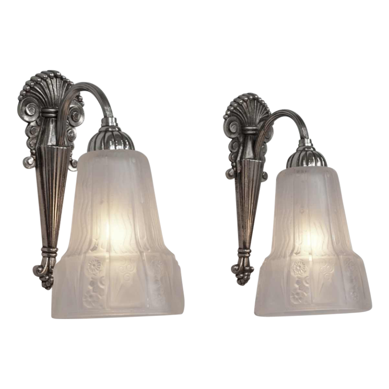 A.Richard & Muller frères : a pair of French art deco wall sconces, 1930 France