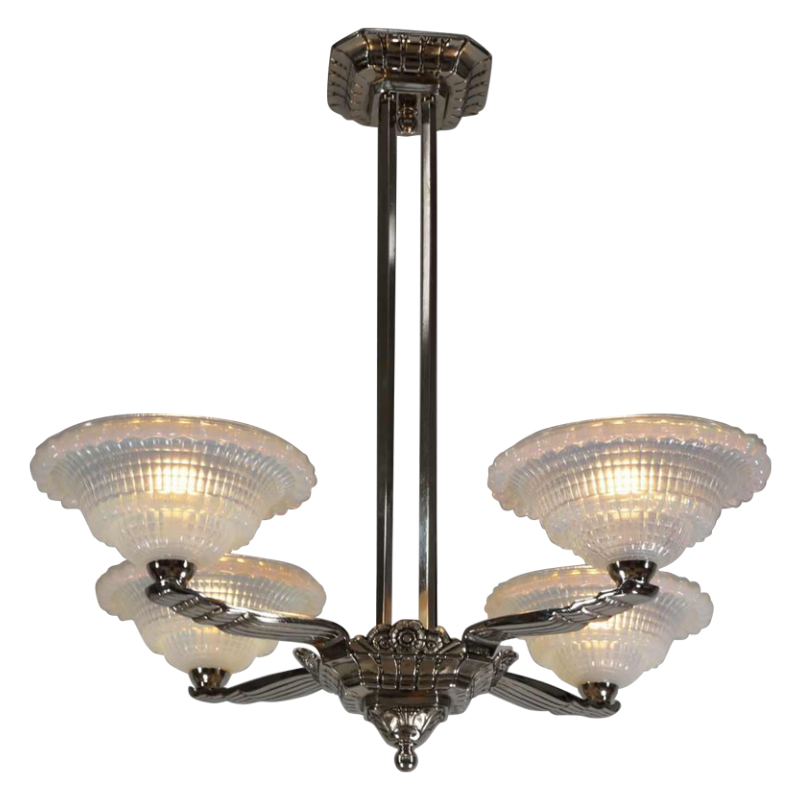 Laval & Jean Gauthier (EZAN) : French art deco chandelier, 1930 France