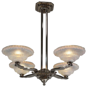 Laval & Jean Gauthier (EZAN) : French art deco chandelier, 1930 France