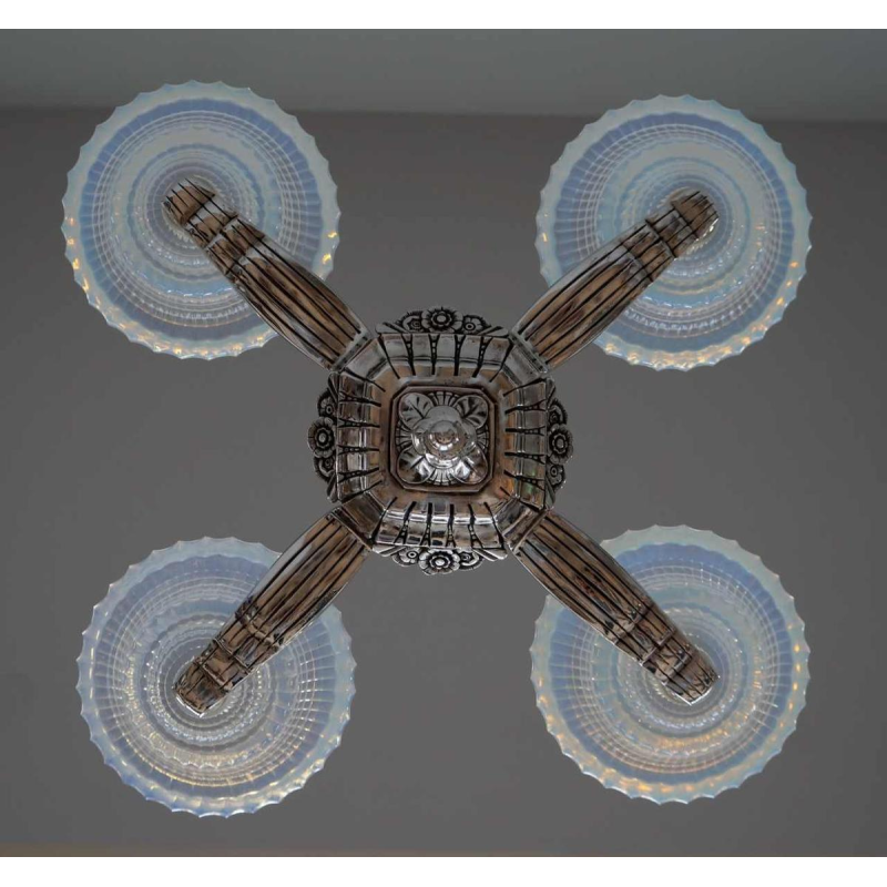 Laval & Jean Gauthier (EZAN) : French art deco chandelier, 1930 France