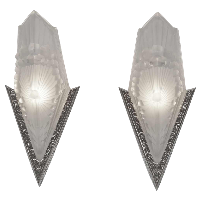 SCHNEIDER : paire d'appliques art deco, 1930 France