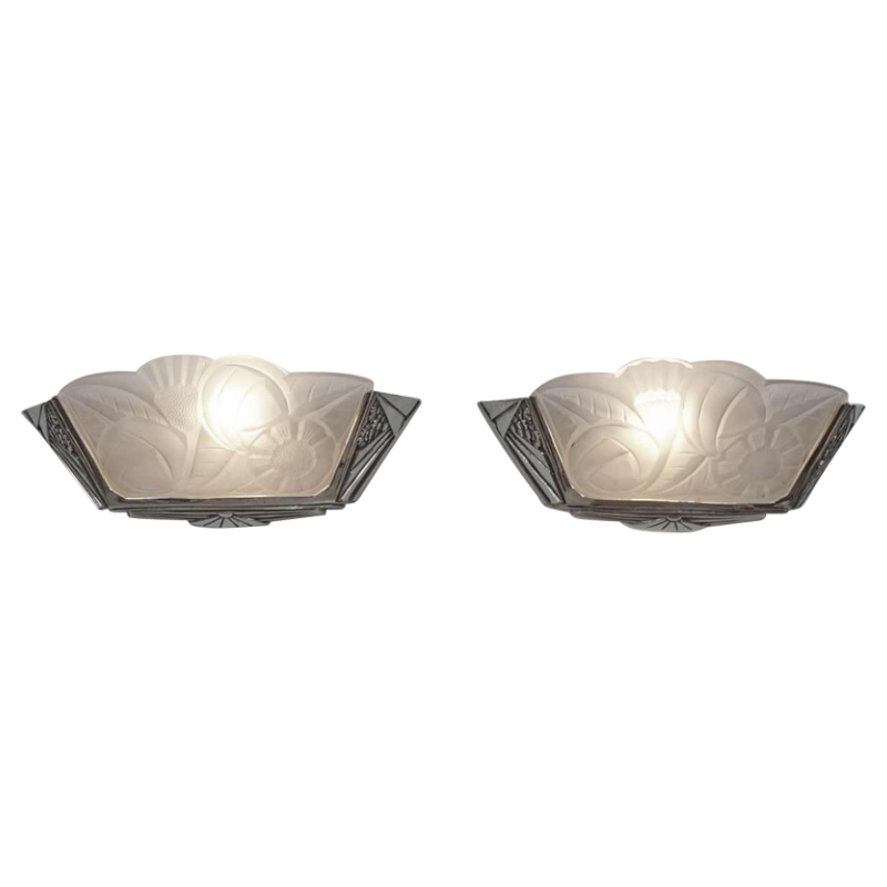 Degué : paire d'appliques art deco, 1930 France