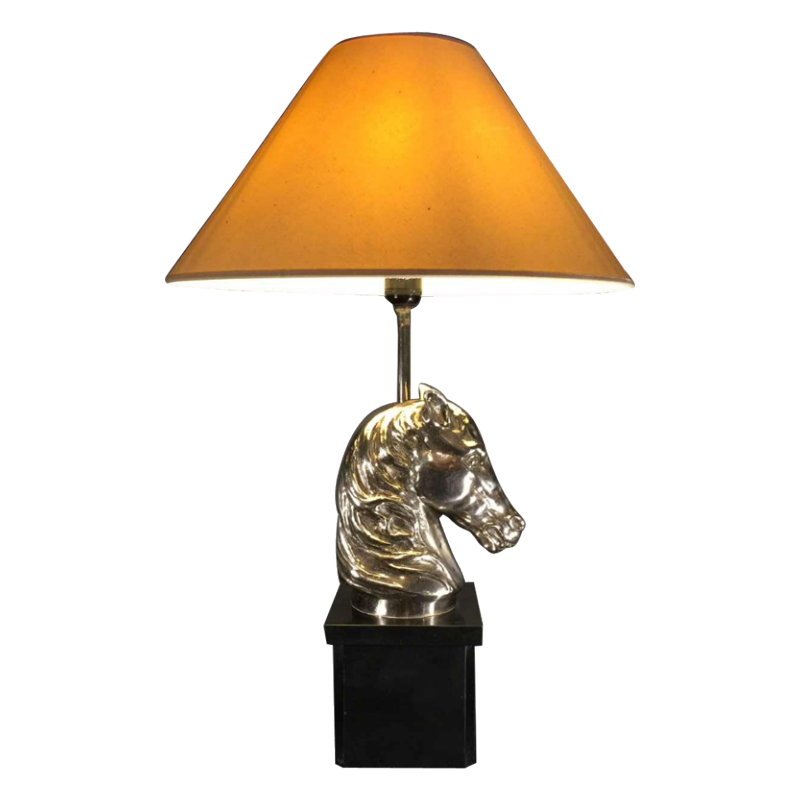 Maison Jansen (attribué à), grande lampe " Cheval ", maillechort ( bronze ) 1970