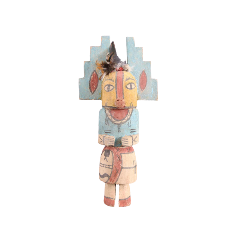 Art Tribal " Poupée Hopi Kachina " sculpture bois polychrome, Arizona 20ème siècle