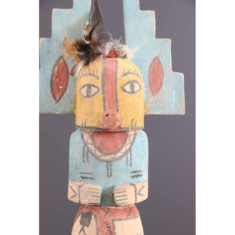 Art Tribal " Poupée Hopi Kachina " sculpture bois polychrome, Arizona 20ème siècle
