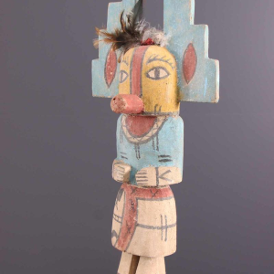 Art Tribal " Poupée Hopi Kachina " sculpture bois polychrome, Arizona 20ème siècle