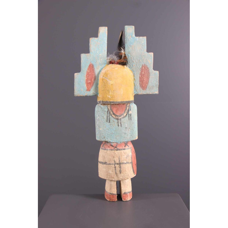 Art Tribal " Poupée Hopi Kachina " sculpture bois polychrome, Arizona 20ème siècle