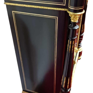 Napoleon III kabinet, gezwart hout marqueterie, messing, wit marmer, 19e eeuw