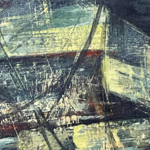MACKOWIAK ERWIN, blauw abstract schilderij, Belgische schilder, olieverf op paneel, 1960