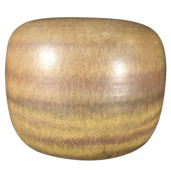ANTONIO LAMPECCO, brown " Ball " ceramic vase, circa 1970