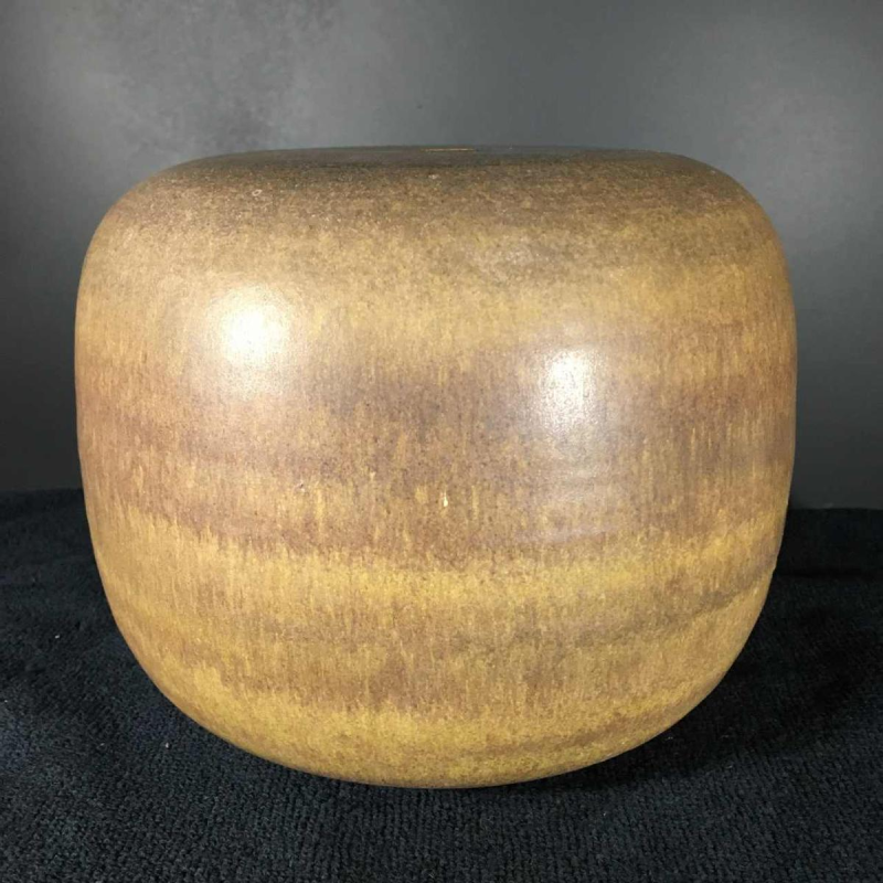 ANTONIO LAMPECCO, brown " Ball " ceramic vase, circa 1970