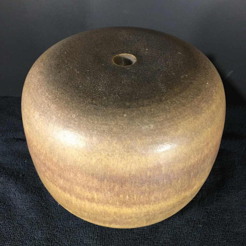 ANTONIO LAMPECCO, brown " Ball " ceramic vase, circa 1970