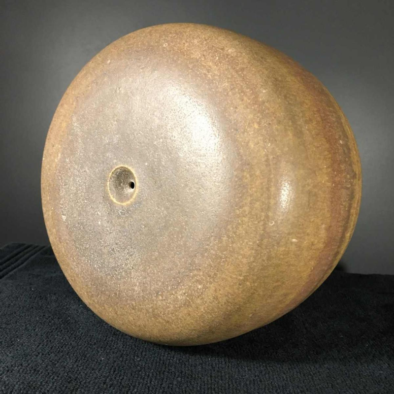 ANTONIO LAMPECCO, Vase " Boule " brun en céramique, circa 1970