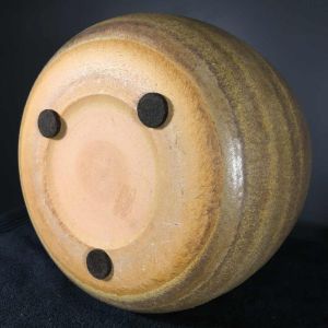 ANTONIO LAMPECCO, brown " Ball " ceramic vase, circa 1970