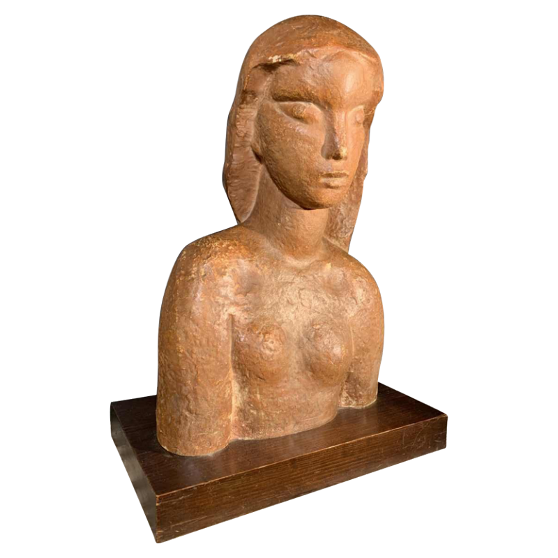 HARRY ELSTROM, expressionistische sculptuur "Naked Woman Bust" uniek stuk 1940