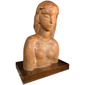 HARRY ELSTROM, expressionistische sculptuur "Naked Woman Bust" uniek stuk 1940