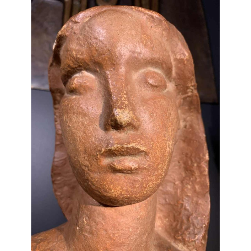 HARRY ELSTROM, Expressionist Sculpture "Naked Woman Bust", unique piece 1940