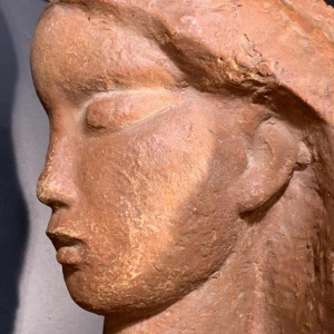 HARRY ELSTROM, Sculpture Expressionniste " Buste Femme nue " piece unique 1940