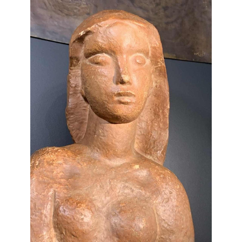 HARRY ELSTROM, Sculpture Expressionniste " Buste Femme nue " piece unique 1940