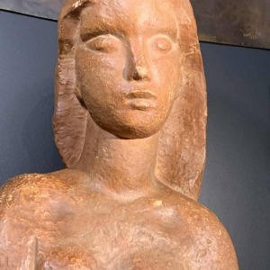 HARRY ELSTROM, Sculpture Expressionniste " Buste Femme nue " piece unique 1940