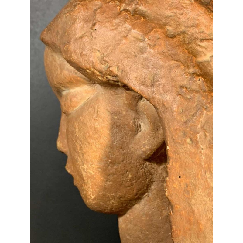 HARRY ELSTROM, Sculpture Expressionniste " Buste Femme nue " piece unique 1940