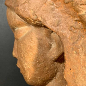 HARRY ELSTROM, Sculpture Expressionniste " Buste Femme nue " piece unique 1940