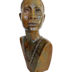 Thomas Tandi, buste de femme africaine, sculpture en pierre