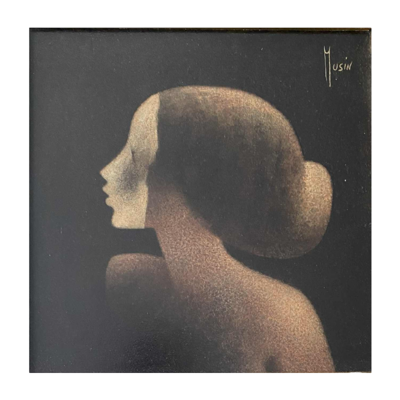 Maurice Musin “Masque blanc” schilderij olieverf op paneel, eind 20e eeuw