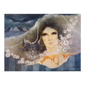 Pierre Petit “Les Perles” olieverf op doek, 20ste eeuw