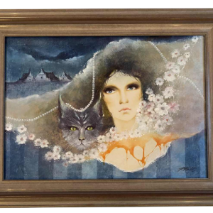 Pierre Petit ‘Les Perles’ oil on canvas, 20th c