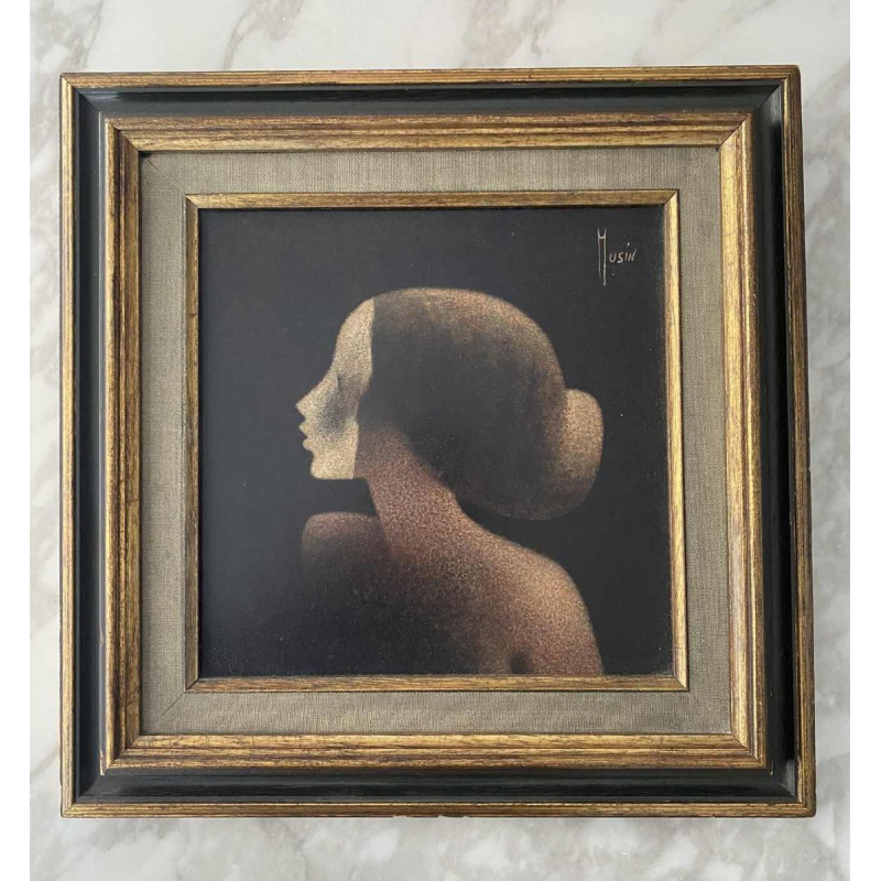 Maurice Musin "Masque blanc" tableau huile sur panneau, fin du XXe s