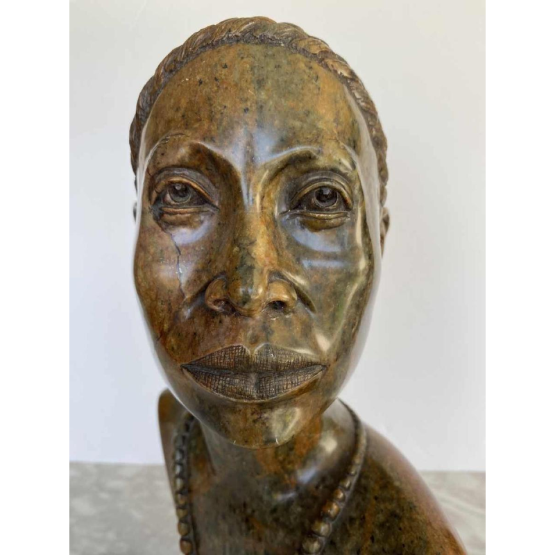Thomas Tandi, bust of an African woman, stone sculpture