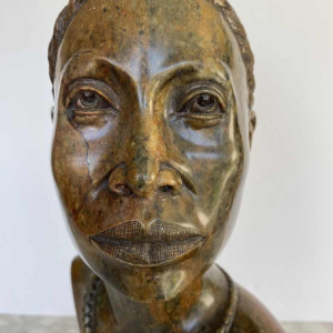 Thomas Tandi, bust of an African woman, stone sculpture