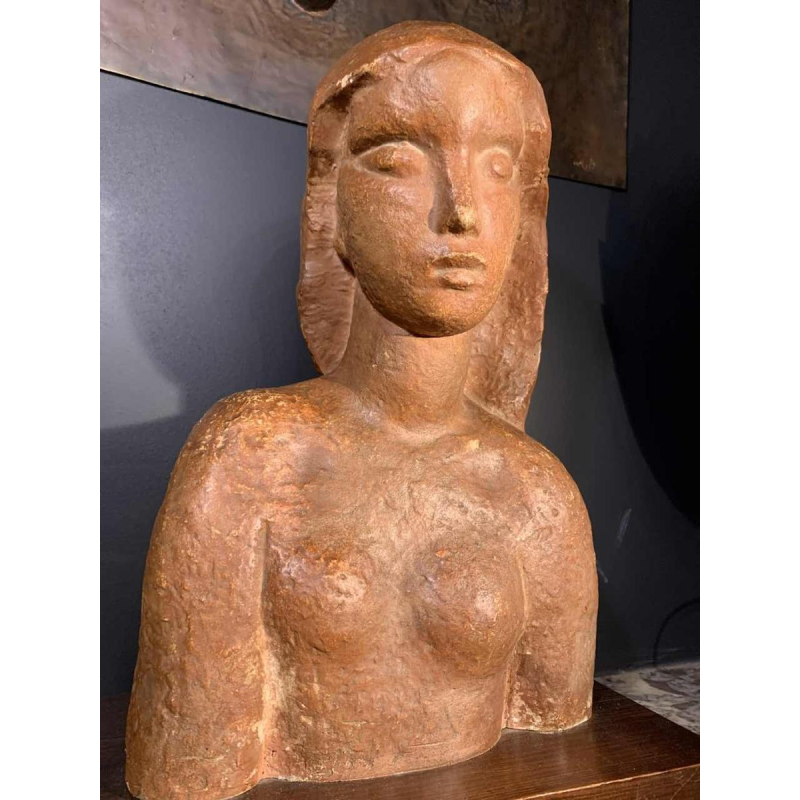 HARRY ELSTROM, Expressionist Sculpture "Naked Woman Bust", unique piece 1940