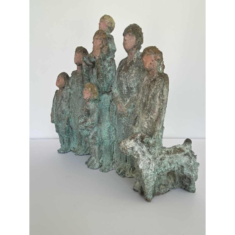 Mady Andrien "Photo de famille", sculpture groupe en bronze E.A., XXIe s
