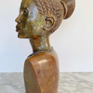 Thomas Tandi, bust of an African woman, stone sculpture