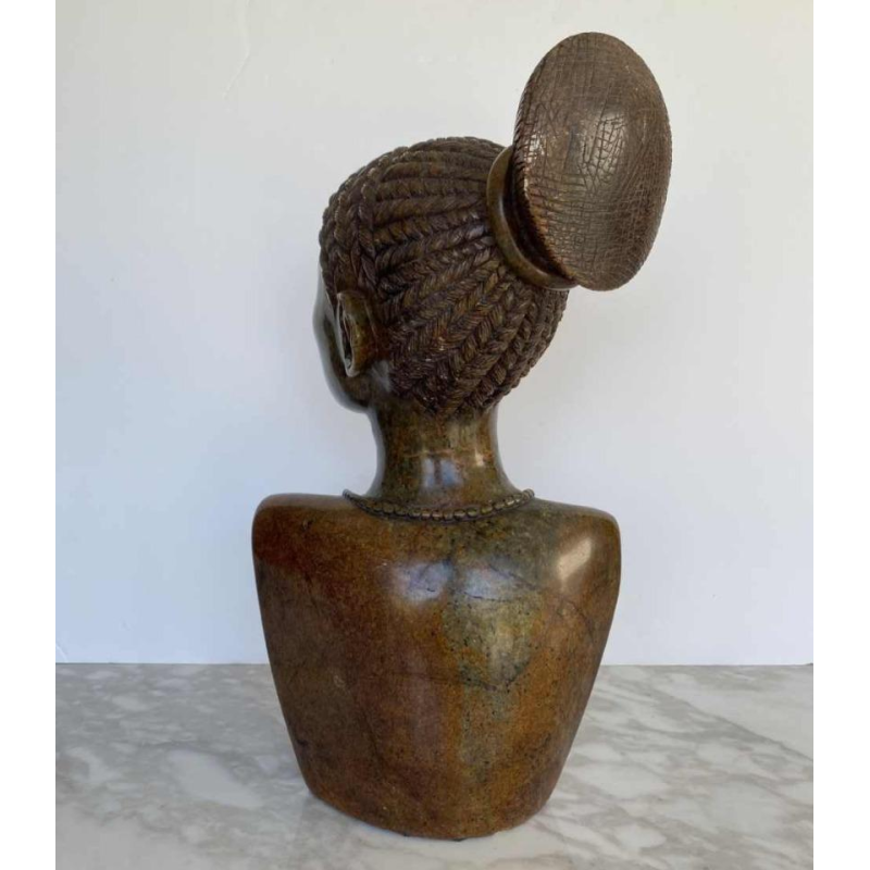 Thomas Tandi, bust of an African woman, stone sculpture