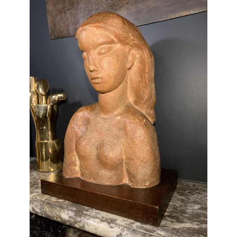 HARRY ELSTROM, expressionistische sculptuur "Naked Woman Bust" uniek stuk 1940