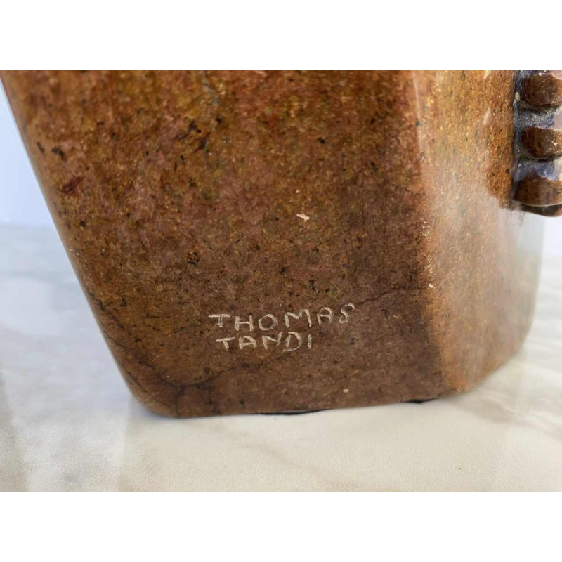 Thomas Tandi, buste de femme africaine, sculpture en pierre