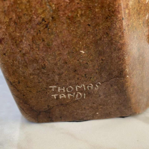 Thomas Tandi, buste de femme africaine, sculpture en pierre