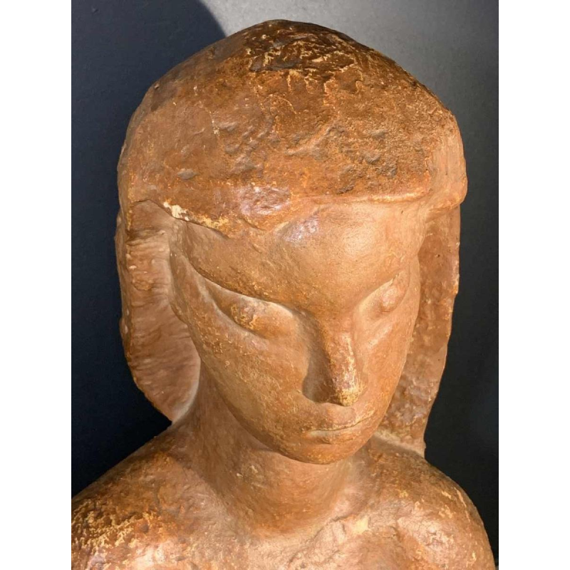 HARRY ELSTROM, Expressionist Sculpture "Naked Woman Bust", unique piece 1940