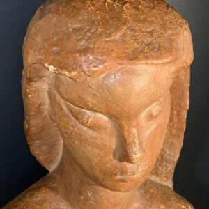 HARRY ELSTROM, Sculpture Expressionniste " Buste Femme nue " piece unique 1940